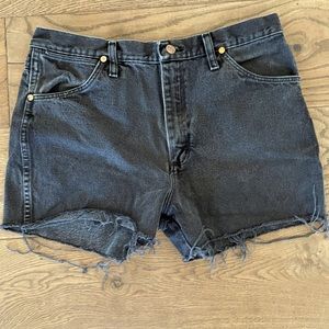 Wrangler faded black jean shorts